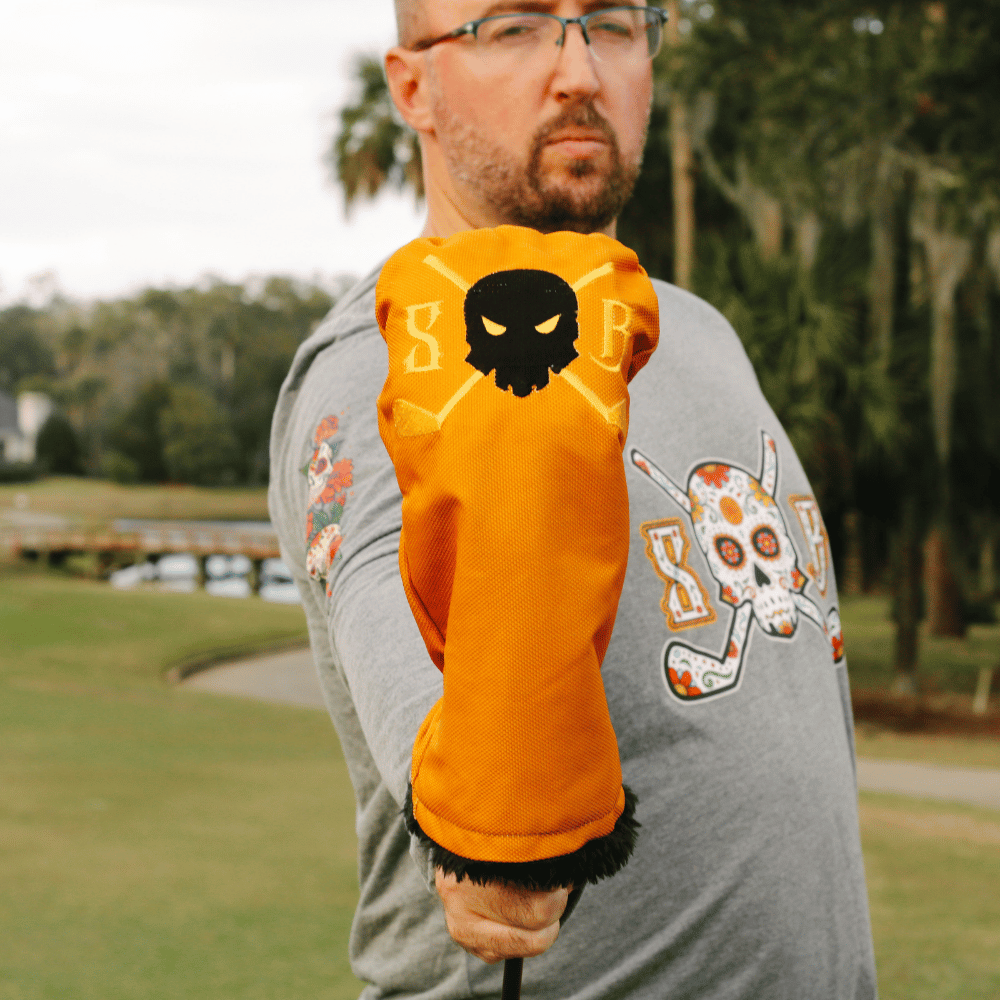 Golden Ingot Waterproof Driver Headcover in gold, front view
