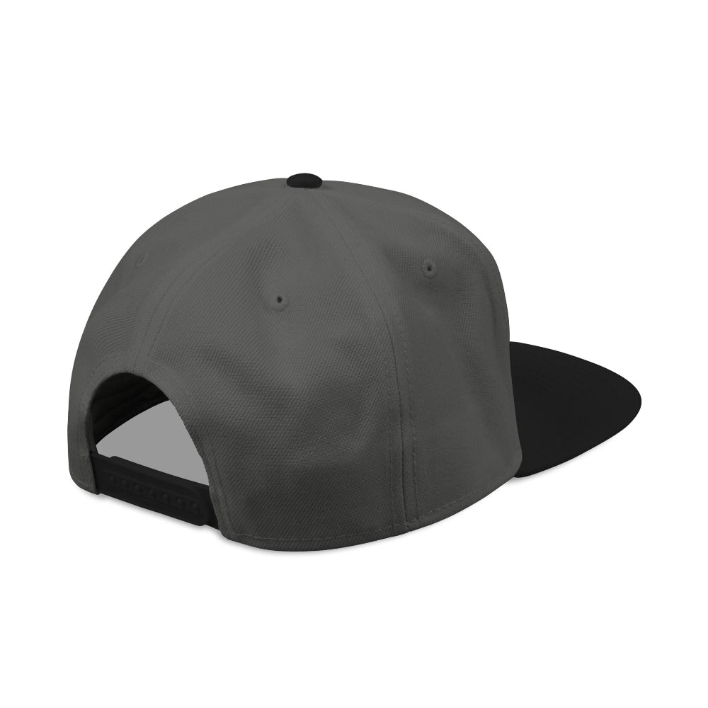 Gray cap with black visor on a white background