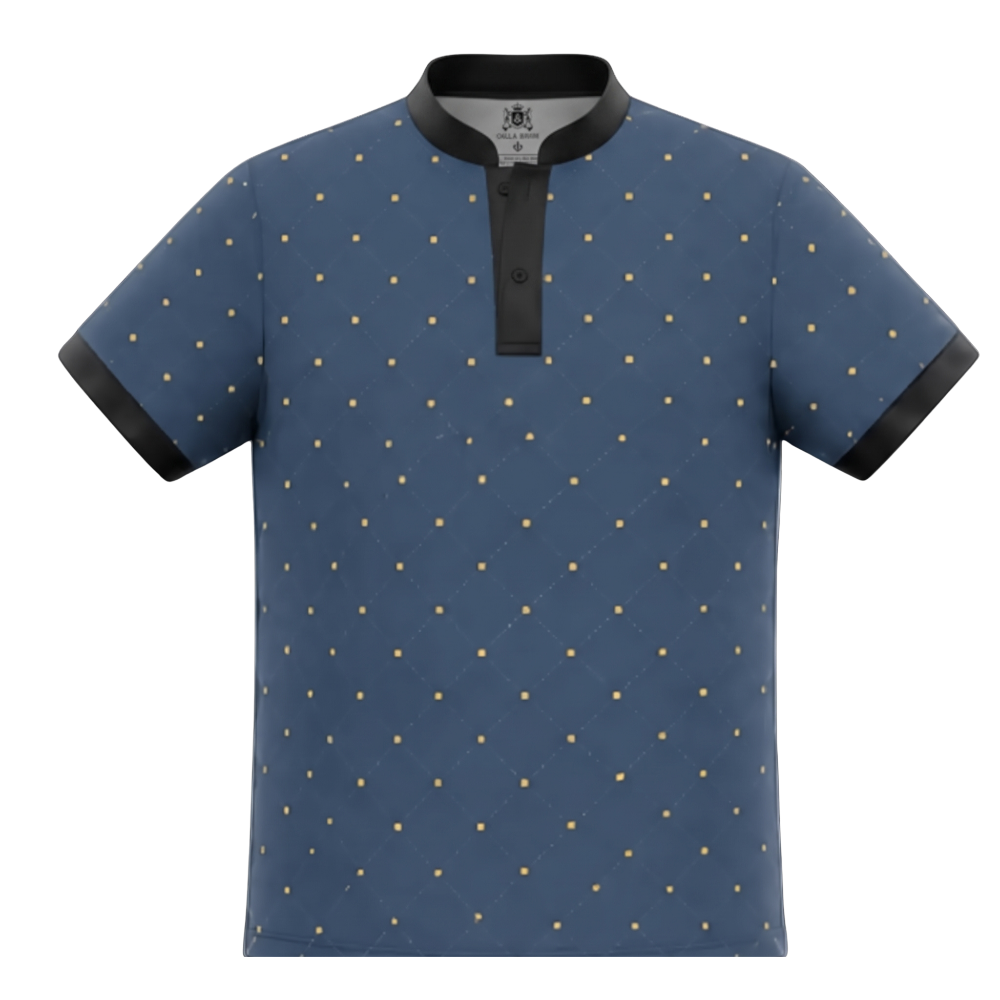 Skull & Bogeys Iron Anchor navy blade collar golf polo, front view
