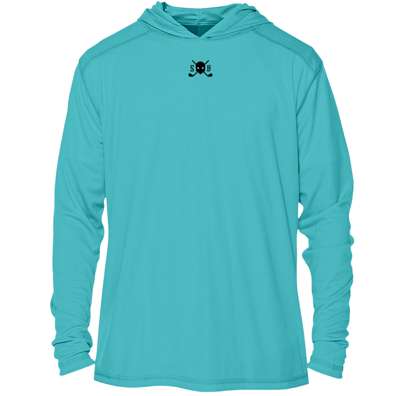 Skull & Bogeys Men’s Solar Golf Hooded Tee, UPF 50+ hooded sun shirt, front view