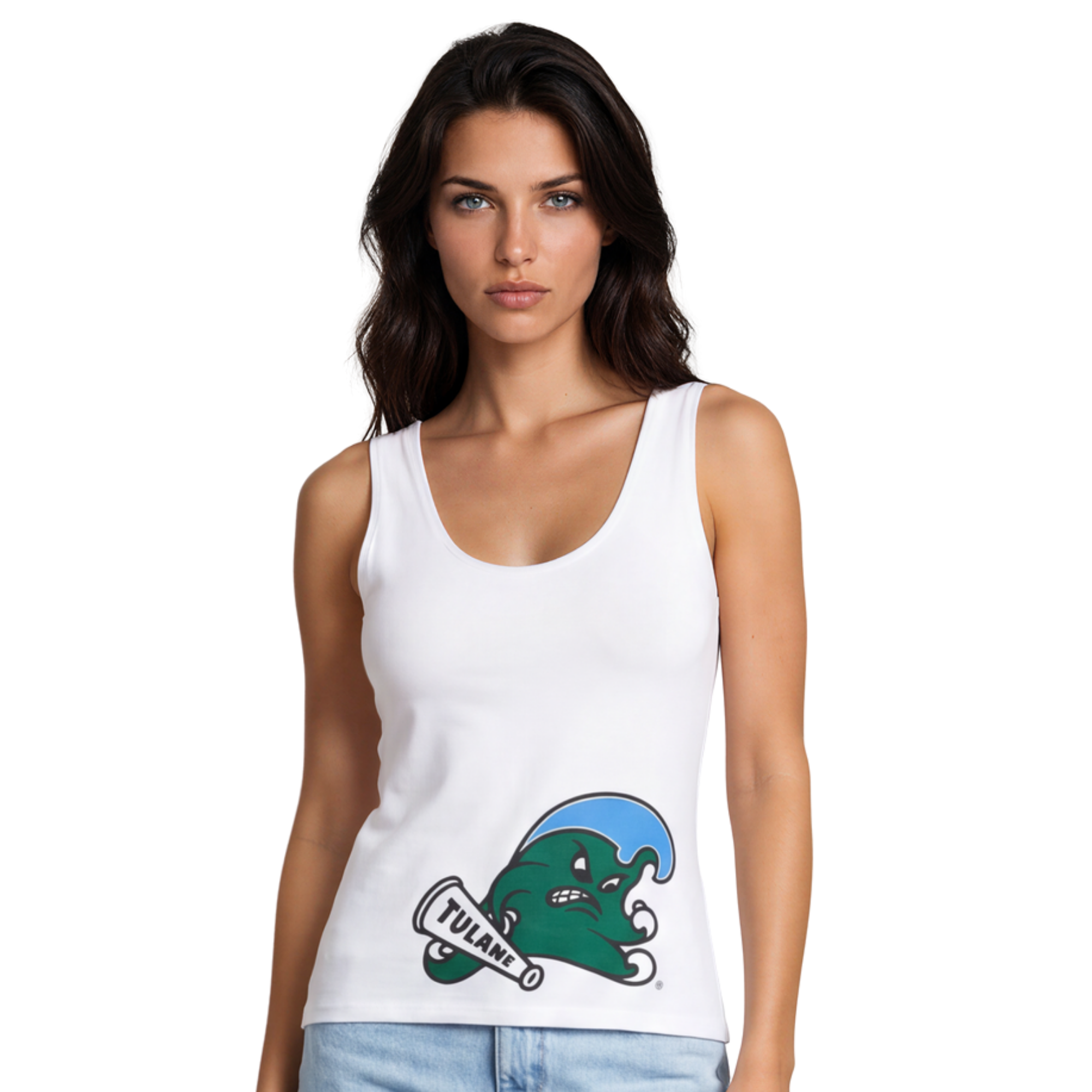 Tulane Angry Wave Women's Racerback Tank Top - Skull & Bogeys Golf Co.