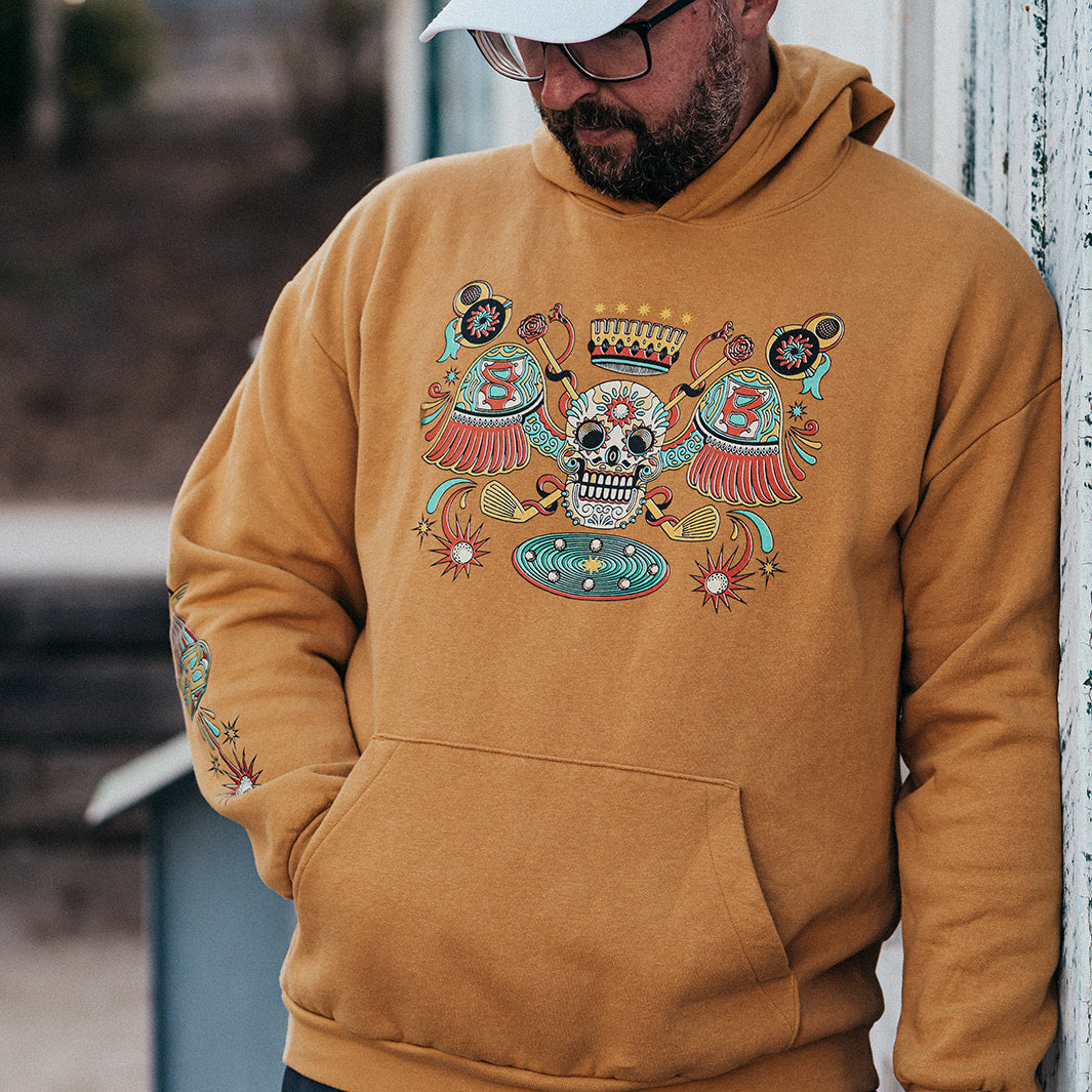 Sol & Sombra Calavera Hoodie - Mustard Yellow, Joe - Skull & Bogeys Golf Co.