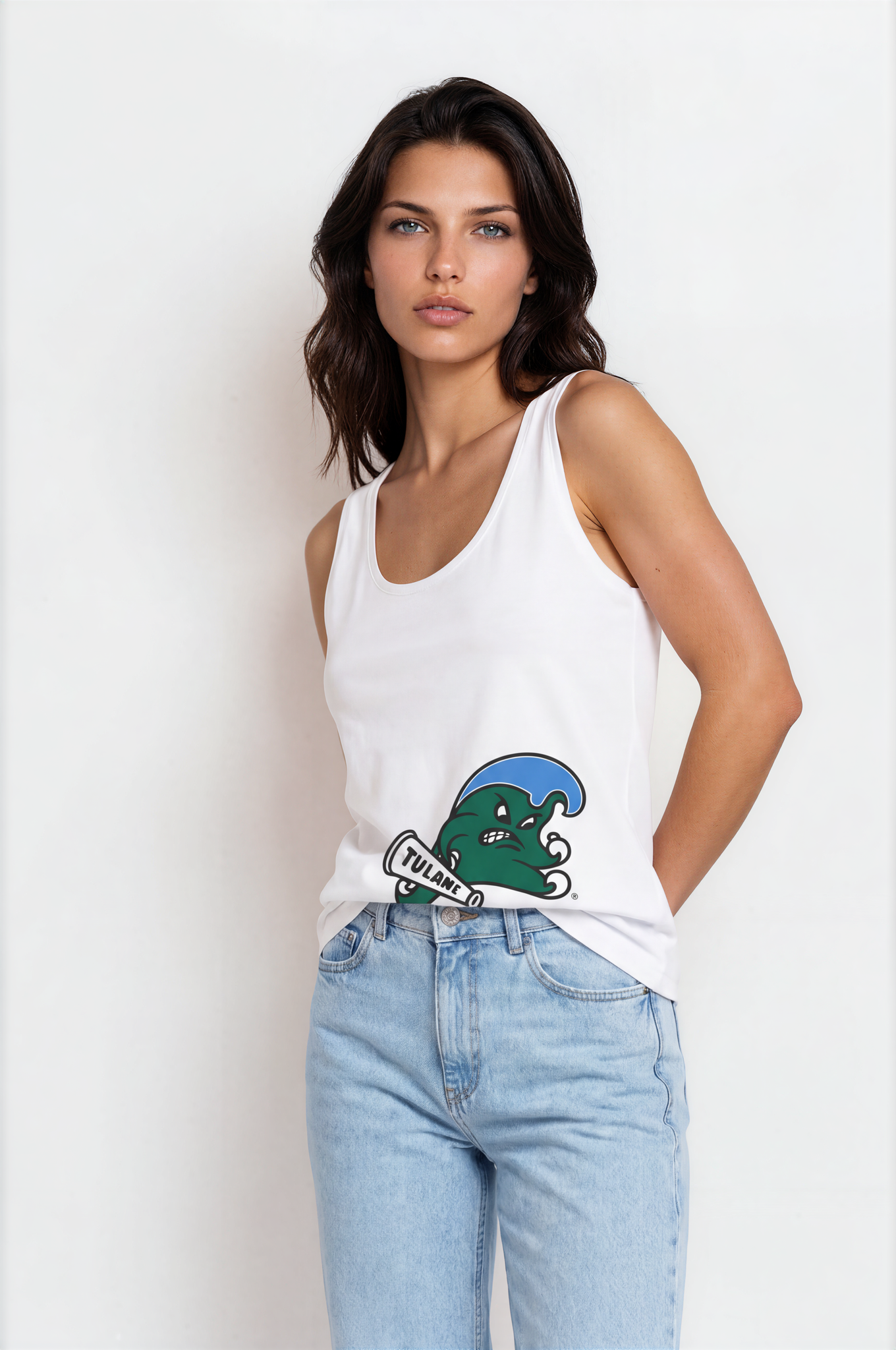 Tulane Angry Wave Women's Racerback Tank Top-thumbmail-2