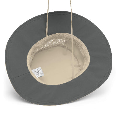 Gray and beige swing seat on a white background