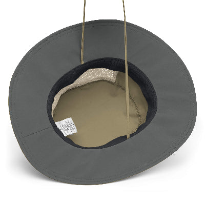 Gray swing seat with beige cushion on a white background